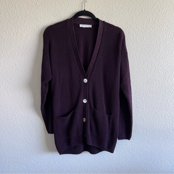 Paul James Women’s Midweight Cotton Ribbed V Neck Cardigan With Pockets - Picture 1 of 9